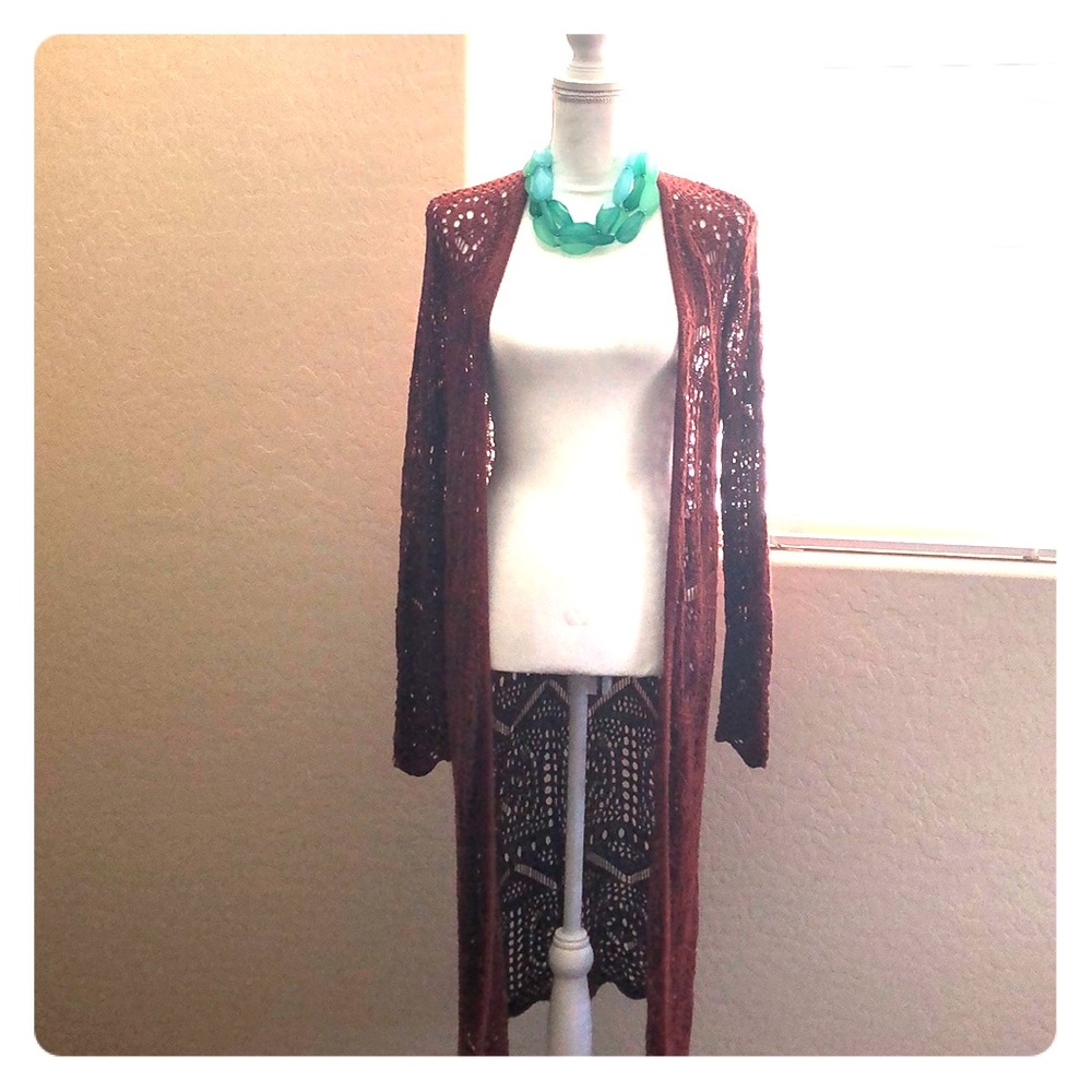 F21 Crochet Sweater Duster